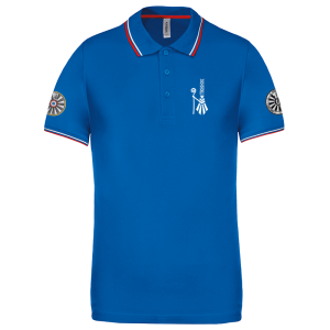 TT.K250 Polo maille piquée manches courtes homme - Bleu royal/ logo coeur bigoudène / logo région bras gauche / logo TRF bras droit