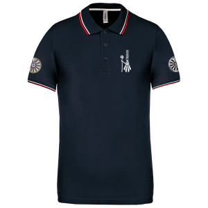 TT.K250 Polo maille piquée manches courtes homme - Bleu marine / logo coeur bigoudène / logo région bras gauche / logo TRF bras droit