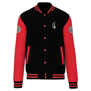 TT.K497 Blouson Teddy - rouge manche noir / logo coeur bigoudène / logo région bras gauche / logo TRF bras droit