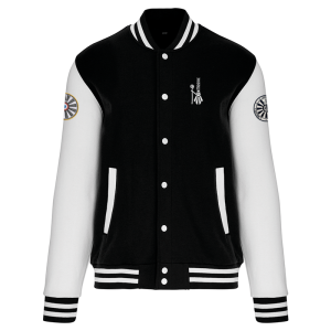 TT.K497 Blouson Teddy - noir manche blanc / logo coeur bigoudène / logo région bras gauche / logo TRF bras droit