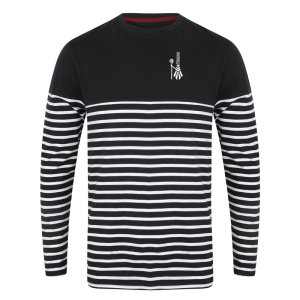 TT.FR134 T-shirt noir breton à manches longue