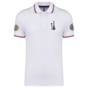 TT.K250 Polo blanc maille piquée manches courtes homme - / logo coeur bigoudène / logo région bras gauche / logo TRF bras droit