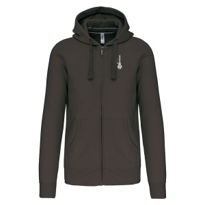 TT.K454 sweat noir zippé à capuche / logo dos / logo coeur bigoudène / logo TRF au bras