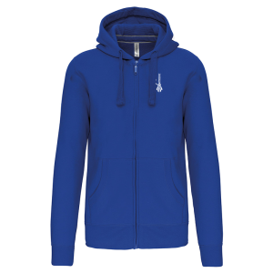 TT.K454 sweat bleu roi zippé à / logo dos / logo coeur bigoudène / logo TRF au bras