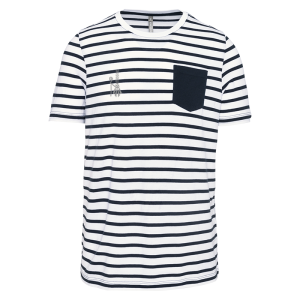 TT.K378 T-shirt rayé marin blanc rayure noir avec poche manches courtes