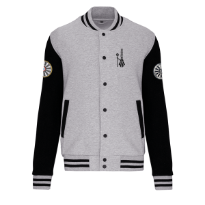 TT.K497 Blouson Teddy - gris / manche noir / logo coeur bigoudène / logo région bras gauche / logo TRF bras droit