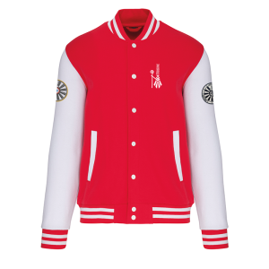 TT.K497 Blouson Teddy - rouge/manche blanche / logo coeur bigoudène / logo région bras gauche / logo TRF bras droit