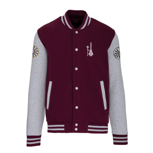 TT.K497 Blouson Teddy - bordeaux / manche gris clair / logo coeur bigoudène / logo région bras gauche / logo TRF bras droit