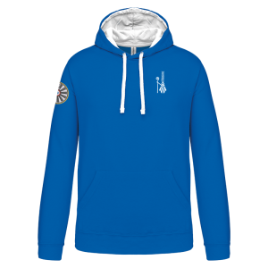 TT.K446 sweat bleu a capuche / logo dos / logo coeur bigoudène / logo TRF au bras