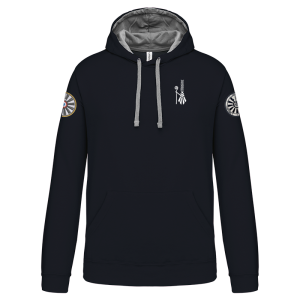 TT.K446 sweat noir et gris a capuche logo bigoudène coeur/ logo region 2 bras gauche / logo TRF bras droit