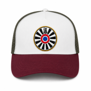 TT.NS035 Casquette logo TRF devant et derrière couleur Ivory / Dark Cherry / Organic Khaki